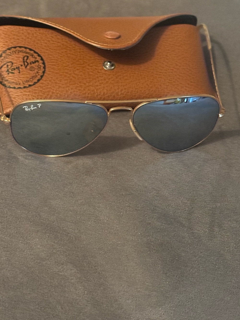 Ray-Ban P Copper Frame Sunglasses with Mirrored Lenses
